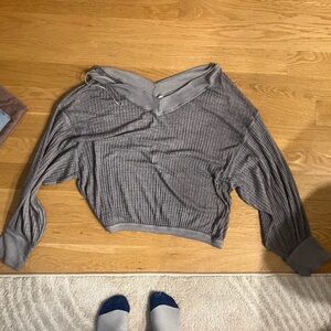 Off the shoulder grey light sweater